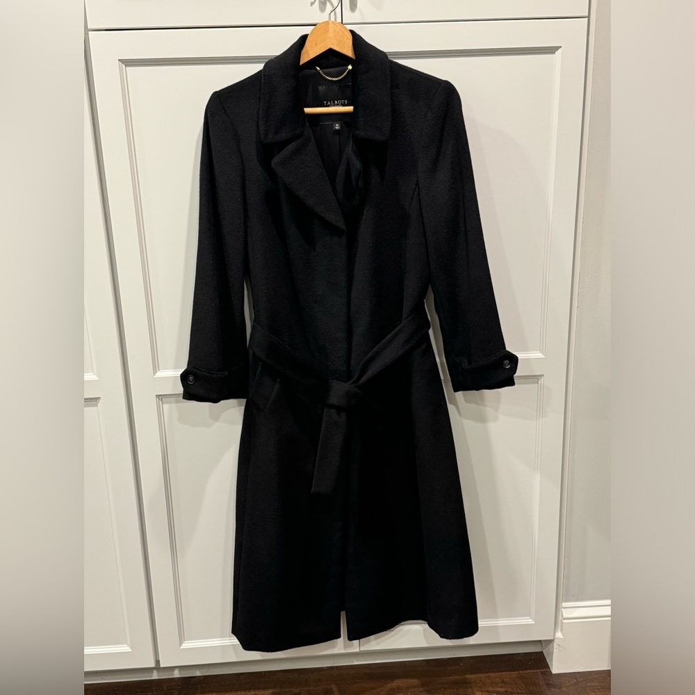 Talbots Black wool blend dress coat